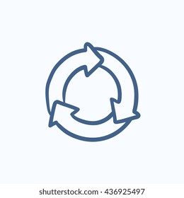 Arroja un icono de esbozo de vector de círculo aislado en el fondo. Icono de círculo Flechas dibujadas a mano. Icono de esbozo de círculo para infografía, sitio web o aplicación.