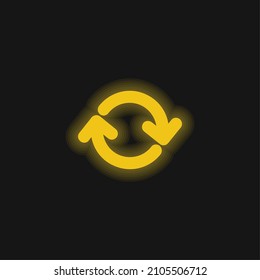 Arrows Circle yellow glowing neon icon