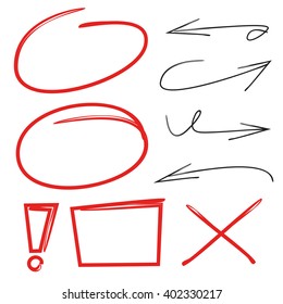 arrows circles and abstract doodle elements for marking text