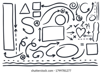 Arrows circles and abstract doodle hand drawn - Vector illustration