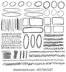 Arrows circles and abstract doodle icon in hand drawn style. Handmade painted vector illustration on isolated background. Scribble elements sign business concept.