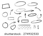 Arrows circles and abstract doodle writing design vector set