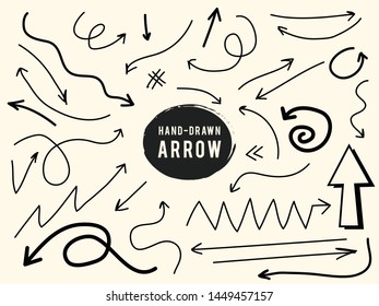 Arrows circles and abstract doodle writing design vector set