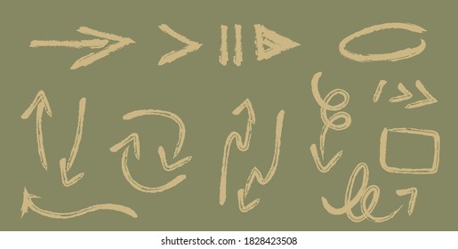 Arrows circles and abstract doodle writing design vector set