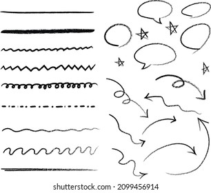 Arrows circles and abstract doodle writing design vector set