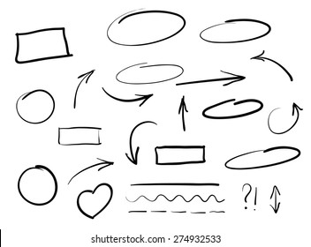 Arrows circles and abstract doodle writing design vector set - Shutterstock ID 274932533