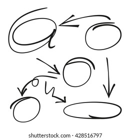 Arrows circles and abstract doodle writing diagram design