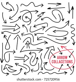 Arrows circles and abstract doodle writing design vector set