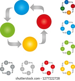 Arrows and circles in different colors collection