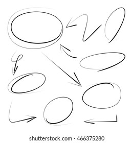 arrows circles doodle writing design vector