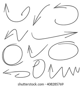 arrows circles hand drawn and abstract doodle design