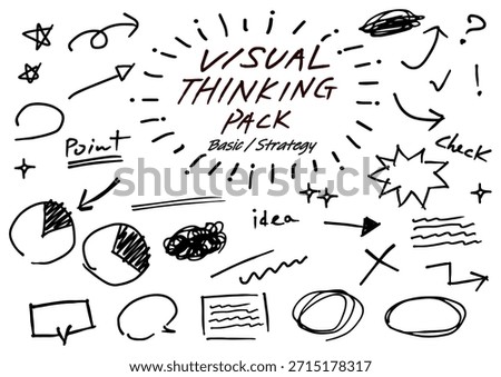 arrows, circles, and marks for business strategy and whiteboard brainstorming