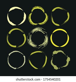 Arrows and circles on a black background. Vector graphics. Processing