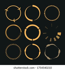 Arrows and circles on a black background. Vector graphics. Processing