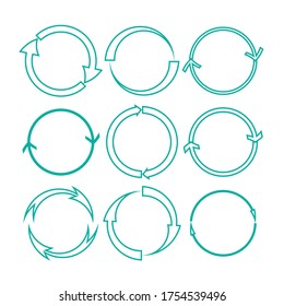 Arrows and circles vector graphics. Recycling and Environmental symbols