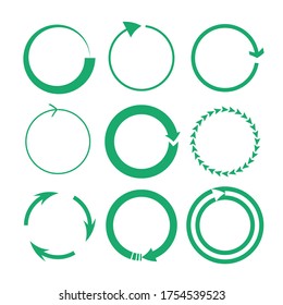 Gráficos vectoriales de flechas y círculos. Reciclaje y símbolos medioambientales
