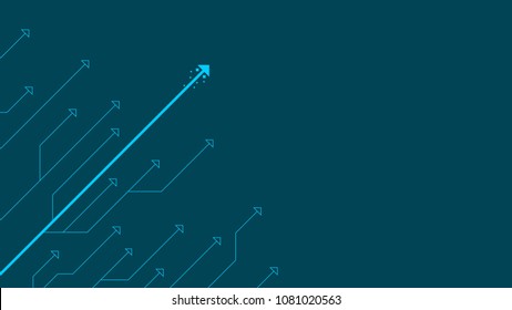 Estilo de circuito de flechas hacia arriba en la ilustración de fondo azul, composición de espacio de copia, concepto de crecimiento del negocio.