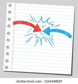 Arrows clashing ( concurrence concept )