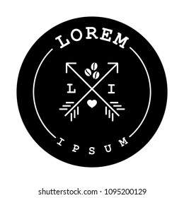 Arrows, coffee beans and heart. cafe hipster logo