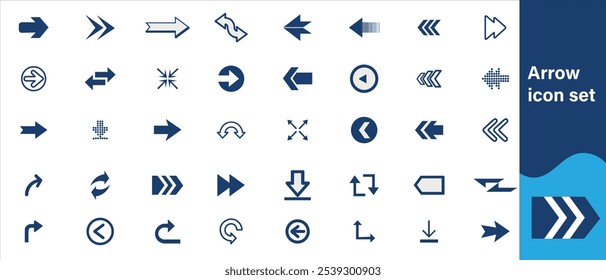  arrows collection. Arrow. Cursor. Arrow vector icon. Modern simple arrows. Collection different Arrows on flat style for web design or interface. Direction symbols - vector illustration
