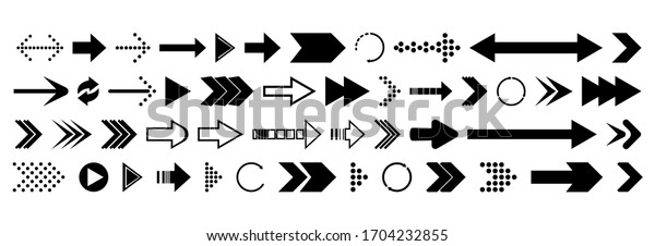 矢印 コレクション 矢印の大きなセットのベクター画像アイコン ウェブデザイン用の 現代の単純なフラットスタイルの異なる形状の矢印 のベクター画像素材 ロイヤリティフリー