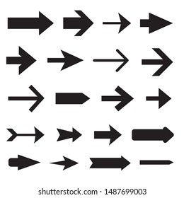 Arrows collection. Black arrow direction signs for navigation or web download button isolated vector