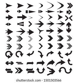 arrows collection, black vectors, round, straight, directions, eps