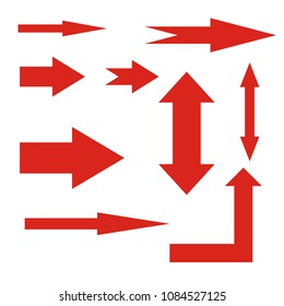 Arrows collection, flat elegant style. Set of directions, signs left, right, up down. Abstract elements for business infographic. Vector illustration