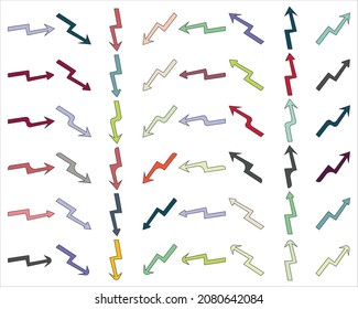 Arrows collection hand drawn on white isolated background