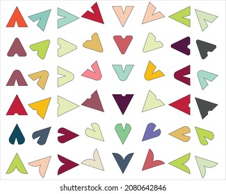 Arrows collection hand drawn on white isolated background