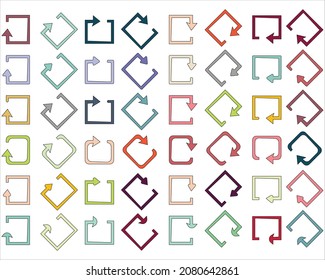 Arrows collection hand drawn on white isolated background