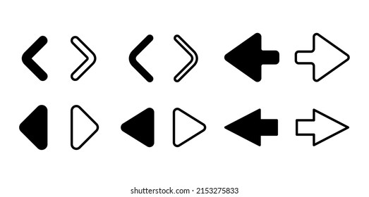 Arrows collection of Next and Previous direction - for pagination of web sliders 