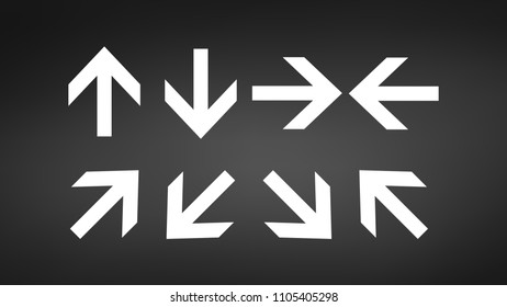 Arrows collection set of different direction arrow icons, vector illustration isolated on black background.