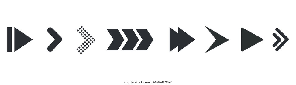 Arrows collection. Web arrows set.  Graphic direction indicators arrows. Stock Vector