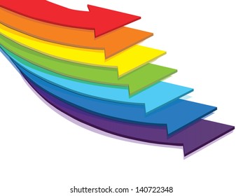 arrows of color of rainbow on a white background