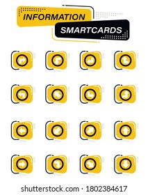 Arrows color vector icons on information smart cards for user interface design