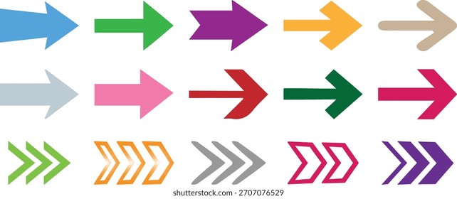 Arrows, colorful arrow cursor collection, different arrow signs, Hand drawn multicolored arrow icon set. Sketch arrow design for business plan and education. 