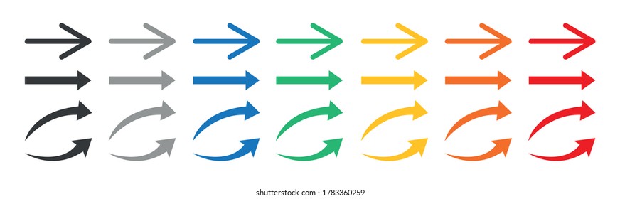 Arrows colorful set .Arrows. Arrow icon. Colorful arrows . Vector illustration