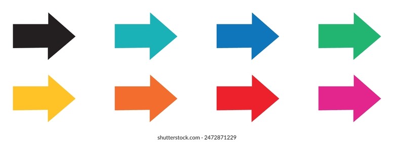 Arrows colorful set .Arrows. Arrow icon. Colorful arrows. Vector illustration. isolated  white background. EPS 10