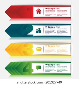 Arrows colorful text box template. Number. Icon.