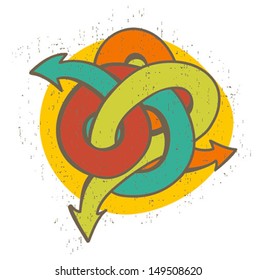 Arrows. Colorful vector illustration in retro style.