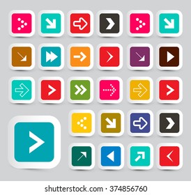 Arrows - Colorful Vector Paper Arrows Set in Rounded Squares