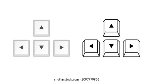 Pfeiltasten der Computertastatur. Desktop-Schnittstelle. Web-Symbol. Gaming und Cybersport. Vektorgrafik.