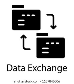 Arrows connecting folders for data exchange 