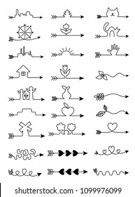 Arrows contour different object vector image