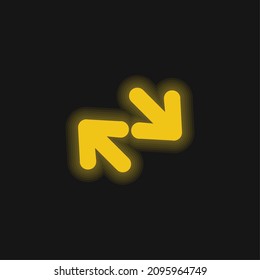 Flechas Pareja de icono diagonal de neón amarillo brillante opuesto