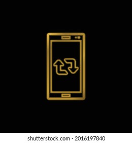 Pfeile Couple On Handy-Bildschirm, vergoldetes metalisches Symbol oder Logo, Vektorgrafik