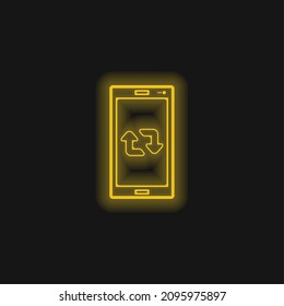 Arrows Couple On Cellphone Screen yellow glowing neon icon