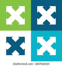 Flechas Cross Pointing Four Directions Flat cuatro colores mínimo conjunto de iconos