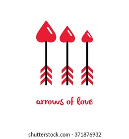Arrows of Cupid. Arrows with hearts. Lovely arrows. The arrows on Valentine's Day.
